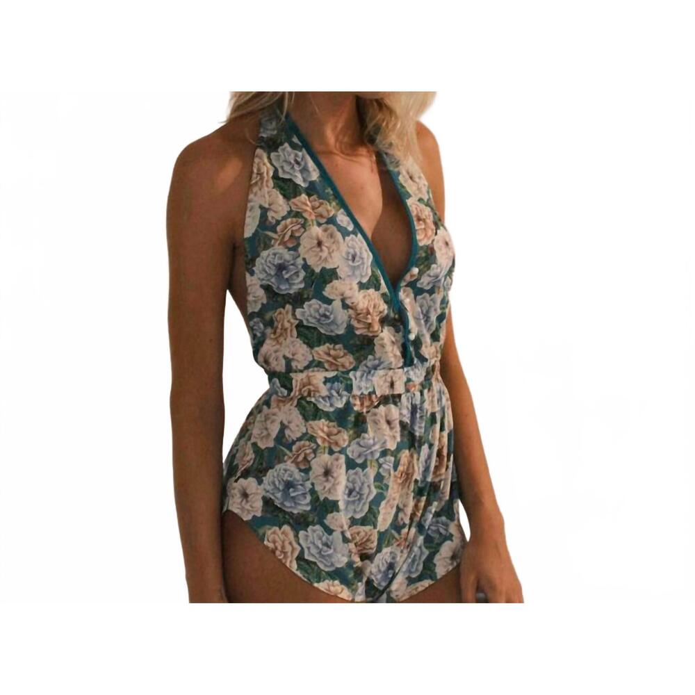 NEW NOBLESSE OBLIGE liberty short romper in teal rose